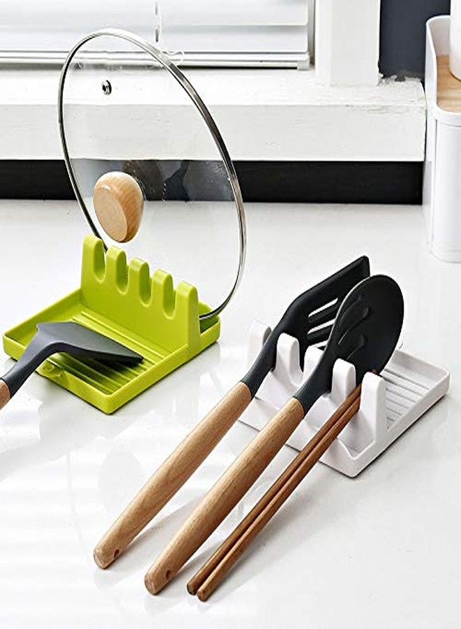 PK shopper Kitchen Spoon Holders Stand Fork Spatula Rack Shelf Organizer Plastic Spoon Rest Chopsticks Holder Non-Slip Spoons Pad Pot Lid Holder (Pack of 2) - Image 1